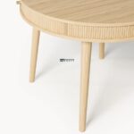 Light Wood Round Dining Table with Ribbed Edge - Image 5