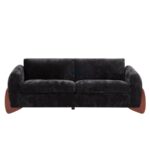 Luxury Curved Arm Fabric 3-Seater Sofa (Black) - Image 3
