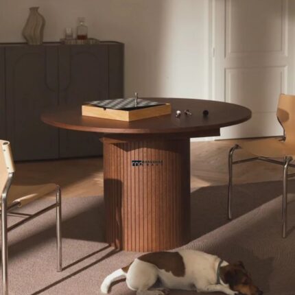 Round Wooden Pedestal Dining Table