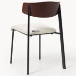 Wooden Back Dining Chair with Upholstered Seat & Metal Legs (Walnut Finish) - Image 4