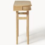 Fluted Solid Wood Console Table with Drawer – Natural Finish - Image 3