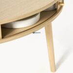 Light Wood Round Dining Table with Ribbed Edge - Image 2