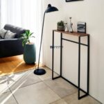 Slim Console Table with Solid Wood Top & Metal Frame