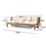 Outdoor Solid Wood 3-Seater Sofa with Cushions - Image 2