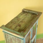 Vintage Light Blue Wooden Cabinet with Glass Doors and Drawers - Image 5