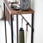 Slim Console Table with Solid Wood Top & Metal Frame - Image 4