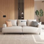 Modern Minimalist Fabric 3-Seater Sofa (Warm Beige) - Image 4
