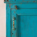 Blue Wooden Vintage Storage Cupboard with Mesh Panels - Image 4