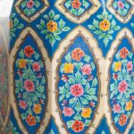 Hand Painted Navy Blue Wooden Side Table with Floral Design - Image 6