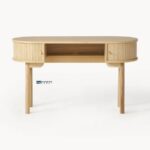 Modern Fluted Solid Wood Writing Desk - Image 4