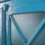 Light Blue Vintage Wooden Textured Glass Display Cabinet - Image 2