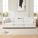 Fabric 3-Seater Sofa (Ivory White) - Image 4