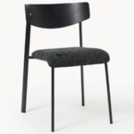 Wooden Back Dining Chair with Upholstered Seat & Metal Legs (Black Finish) - Image 3
