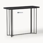 Black Stone Top Console Table with Slim Metal Legs - Image 3
