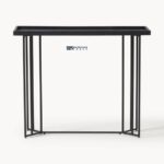 Black Stone Top Console Table with Slim Metal Legs - Image 4