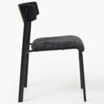Wooden Back Dining Chair with Upholstered Seat & Metal Legs (Black Finish) - Image 5