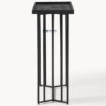 Black Stone Top Console Table with Slim Metal Legs - Image 5