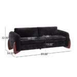 Luxury Curved Arm Fabric 3-Seater Sofa (Black) - Image 4