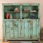 Vintage Turquoise Wooden Dresser Storage Unit
