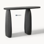 Solid Wood Console Table with Sculptural Legs (Matte Black Finish) - Image 4