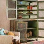 Vintage Earth Tones Jali Wooden Cupboard - Image 2