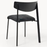 Wooden Back Dining Chair with Upholstered Seat & Metal Legs (Black Finish) - Image 2