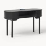 Modern Fluted Solid Wood Writing Desk – Black Finish - Image 5