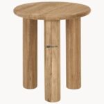 Solid Wood Round Side Table – Natural Finish - Image 3