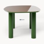 Modern Rectangular Dining Table with Rounded Glass Top and Cylindrical Legs - Image 4