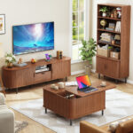 Tall Bookshelf with Storage Cabinet – 4-Tier Adjustable Modern Display & Storage Unit - Image 8