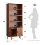 Tall Bookshelf with Storage Cabinet – 4-Tier Adjustable Modern Display & Storage Unit - Image 7