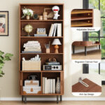 Tall Bookshelf with Storage Cabinet – 4-Tier Adjustable Modern Display & Storage Unit - Image 3