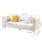 Luxury Channel-Tufted Fabric 2-Seater Sofa (Ivory White) - Image 3