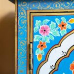 Blue Floral Hand-Painted Wooden Cabinet - Image 6