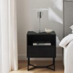 Marudhar Craft Modern Charcoal 1-Drawer Bedside Table