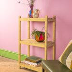 Yellow Vintage Wooden Baker Shelves