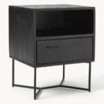Marudhar Craft Modern Charcoal 1-Drawer Bedside Table - Image 3