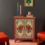 Rose Bouquet Hand-Painted Wooden Cupboard