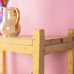 Yellow Vintage Wooden Baker Shelves - Image 3