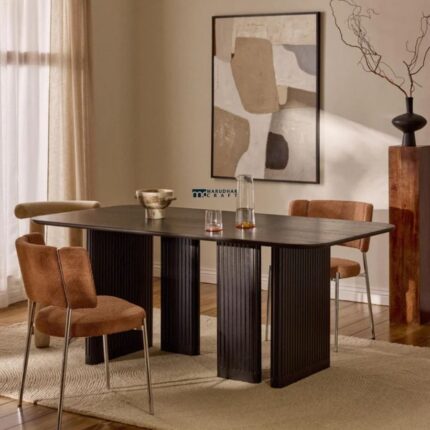 Rectangular Dining Table with Fluted Panel Legs
