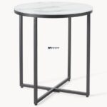 Modern Round Side Table with Metal Frame - Image 3