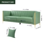 Luxury Channel-Tufted Fabric 3-Seater Sofa (Mint Green) - Image 4