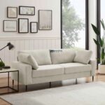 Modern Slim-Leg Fabric 3-Seater Sofa (Light Beige)