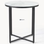 Modern Round Side Table with Metal Frame - Image 4