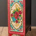Rose Bouquet Hand-Painted Wooden Cupboard - Image 5