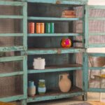 Vintage Blue Jali Wooden Cupboard - Image 3