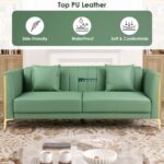 Luxury Channel-Tufted Fabric 3-Seater Sofa (Mint Green) - Image 2