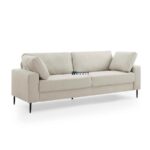 Modern Slim-Leg Fabric 3-Seater Sofa (Light Beige) - Image 4