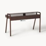 Mid-Century Solid Wood Writing Desk with Storage Shelf - Image 4