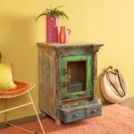 Blue & Green Vintage Wooden Side Cabinet with Drawers - Image 4